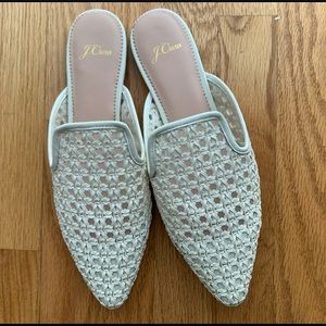 White Perforated Loafer Mule